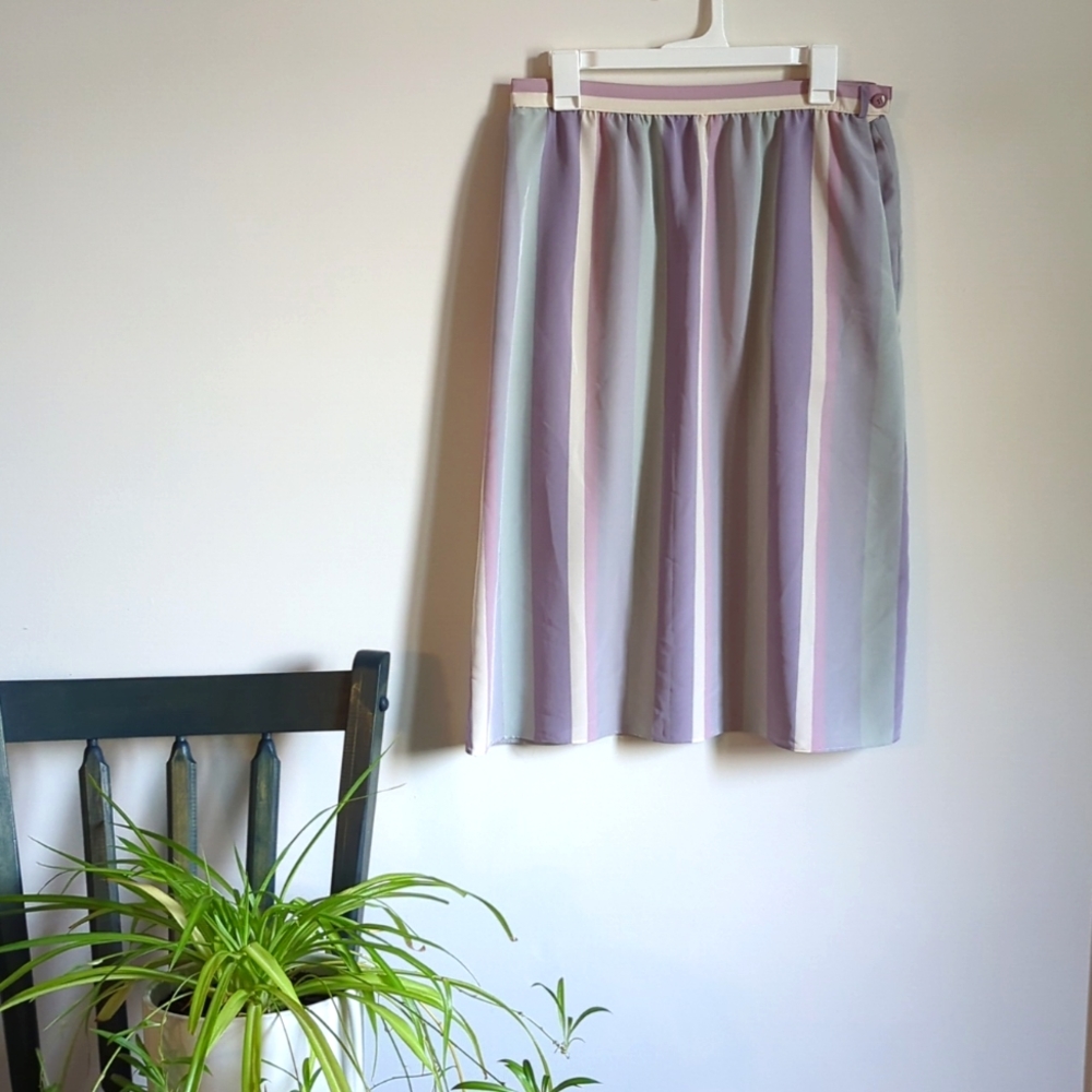 Pastel, Striped, Midi Skirt